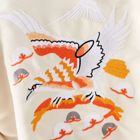 NWOT Rare UO Urban Renewal Soaring Desert Eagle Embroidered Satin Bomber - Picture 4 of 12